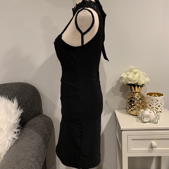 Honey & Rosie Black Sheath Dress Lace Yoke M - Picture 3 of 6